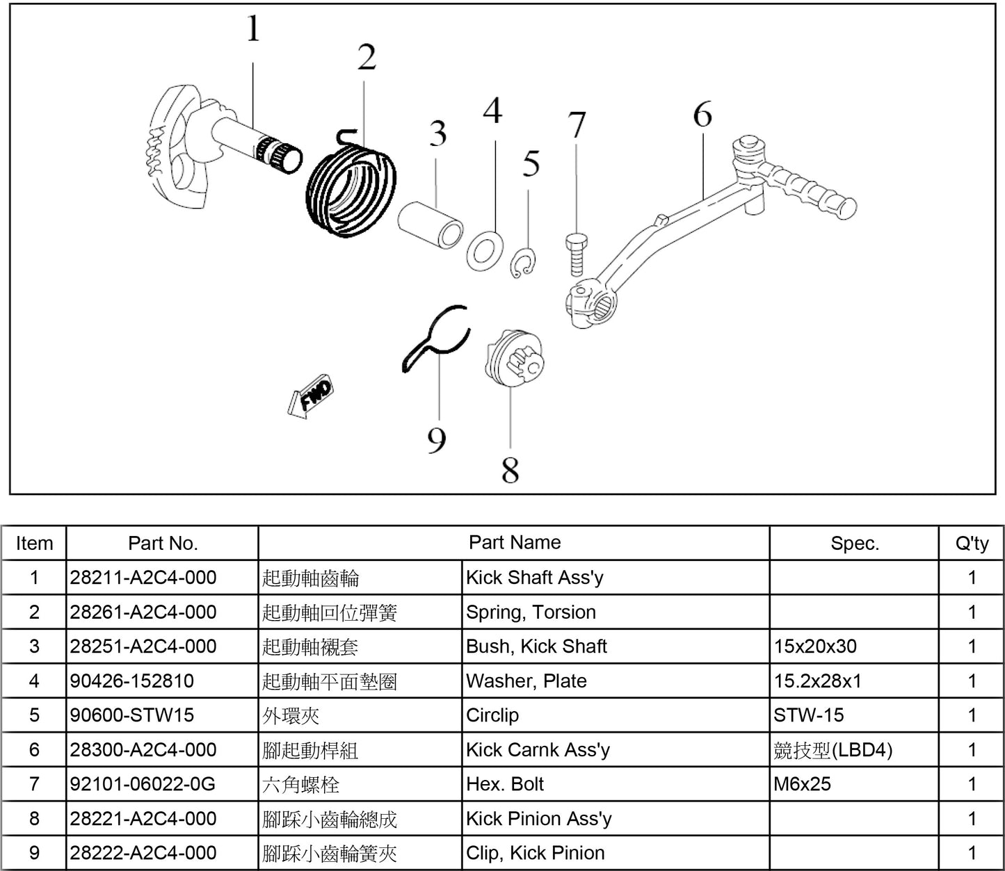 28221-A2C4-000 Kick Pinion Ass'y