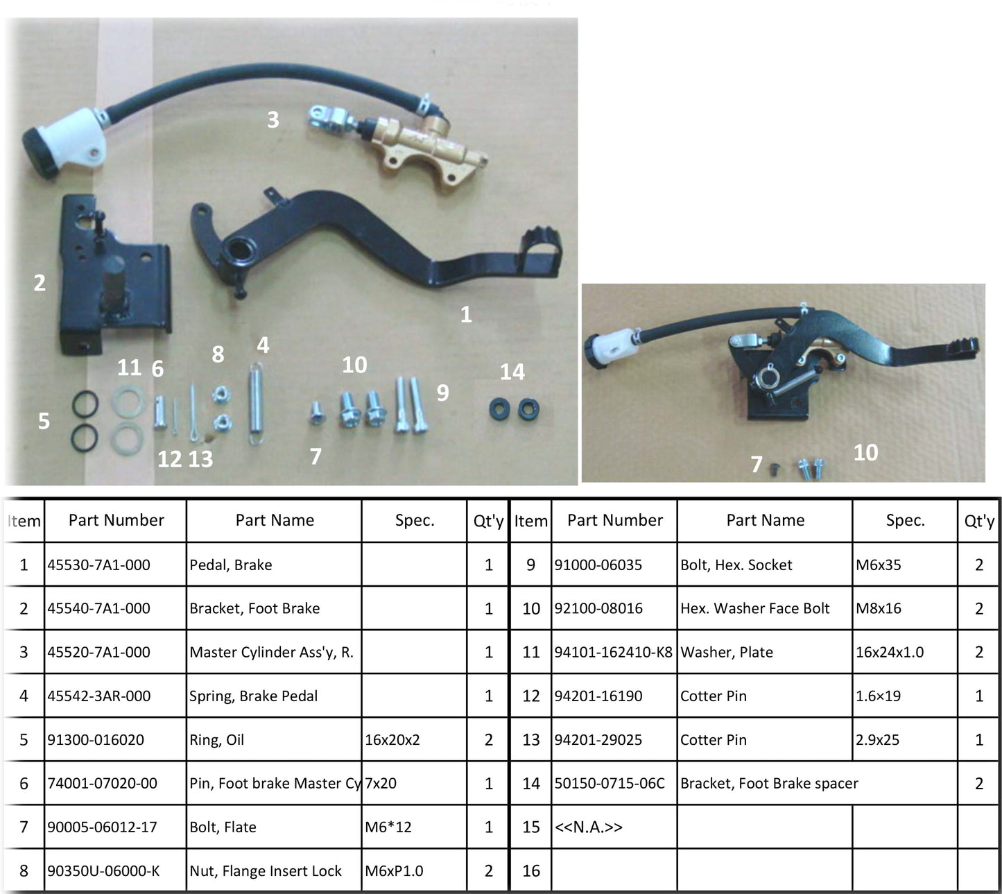 50150‐0715‐06C 	Bracket, Foot Brake spacer 7x15x6