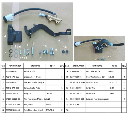 50150‐0715‐06C 	Bracket, Foot Brake spacer 7x15x6