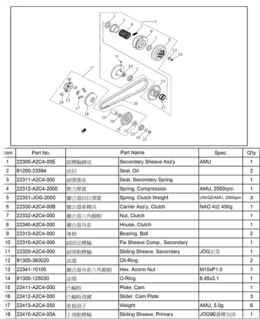 22421-A2C4-000	Washer, Clam (100cc)