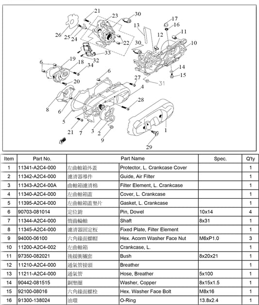11343-A2C4-00A	Filter Element, L. Crankcase