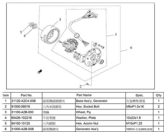 31100-A2B-000 	Wheel, Fly
